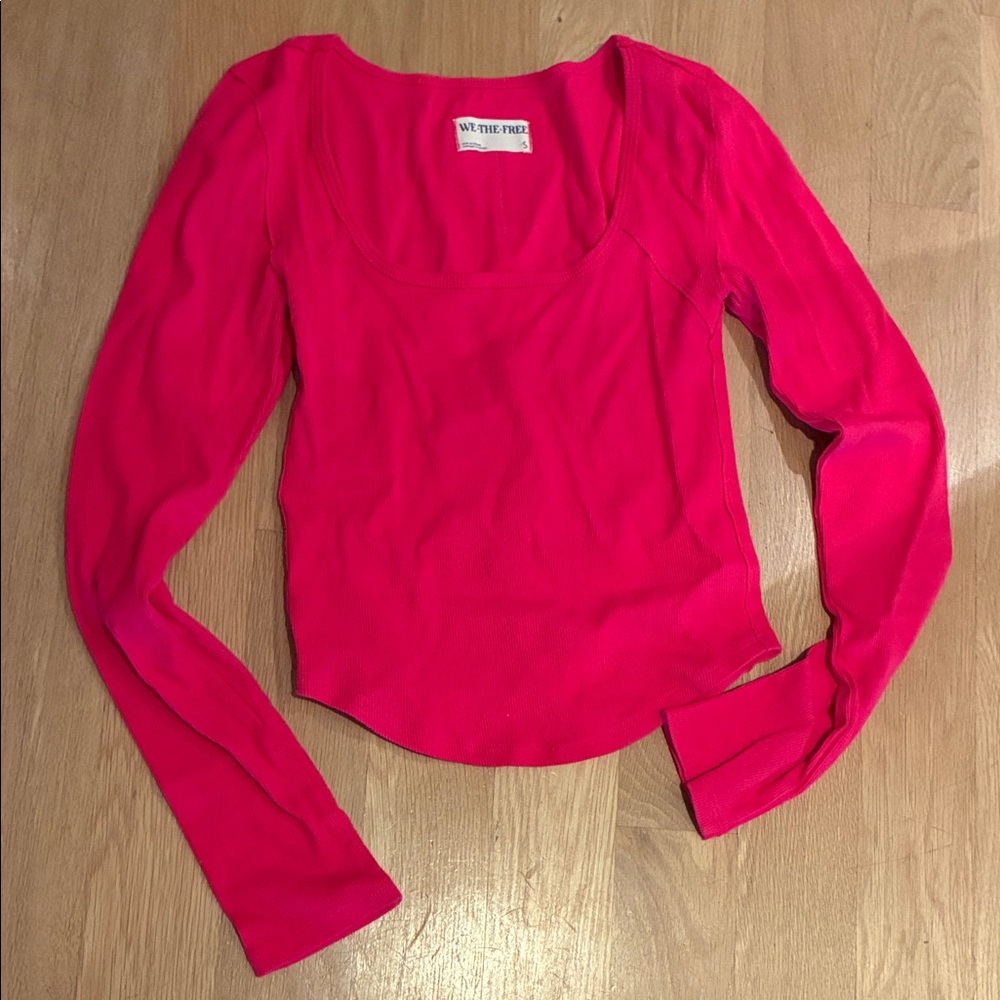 Free People We The Free Magenta/Pink Long Sleeve Blouse